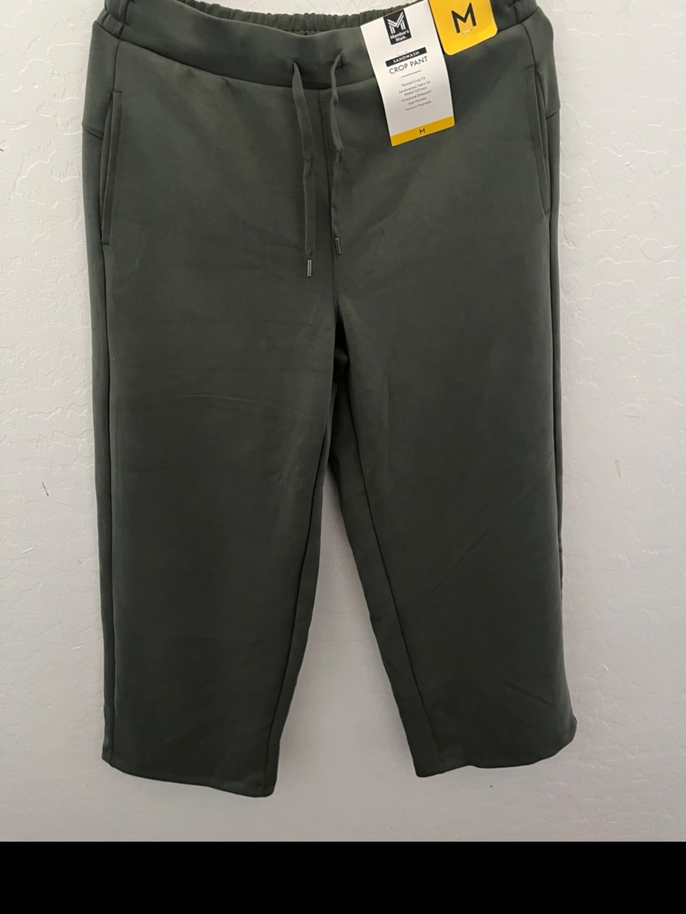 Cropped Drawstring Pants in Olive Green